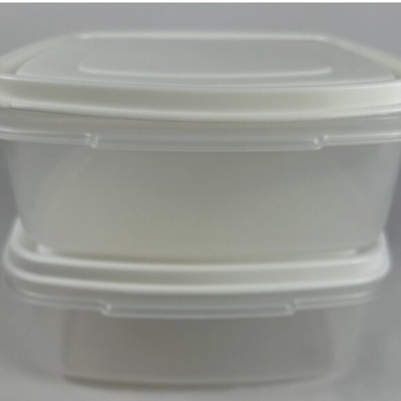 Vtg Rubbermaid Servin Saver Storage Container Square Set Of 2 Almond Lid #2 - Picture 1 of 3